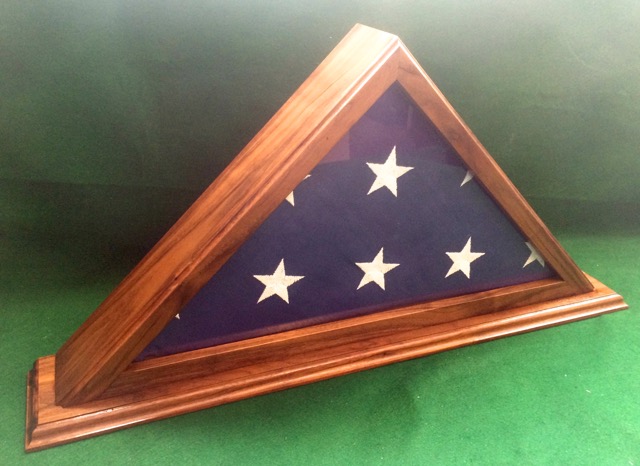 Solid Walnut Display For 5 x 9 1/2' Burial Flag.